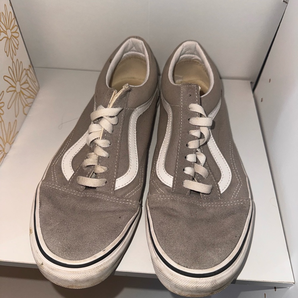 Vans Gray Canvas Sneakers, Unisex, women’s 10.5 men’s 9